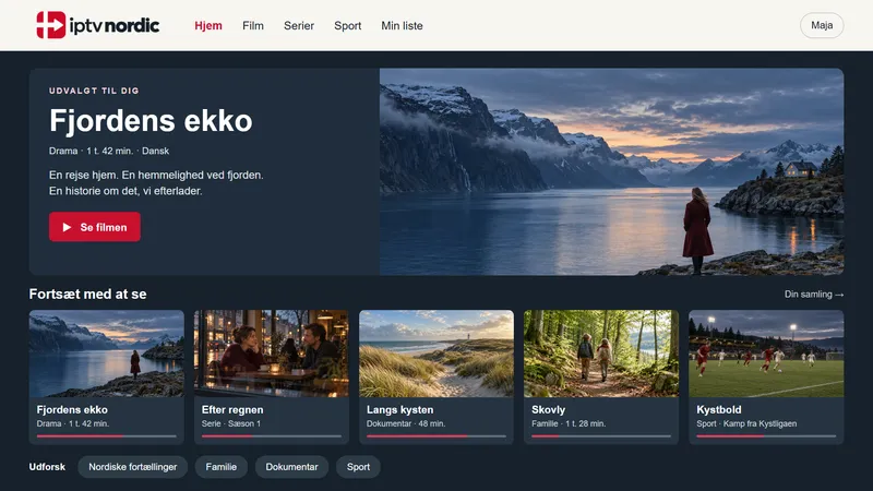 Eksempel på iptv nordics oversigt over film og serier med fiktive titler